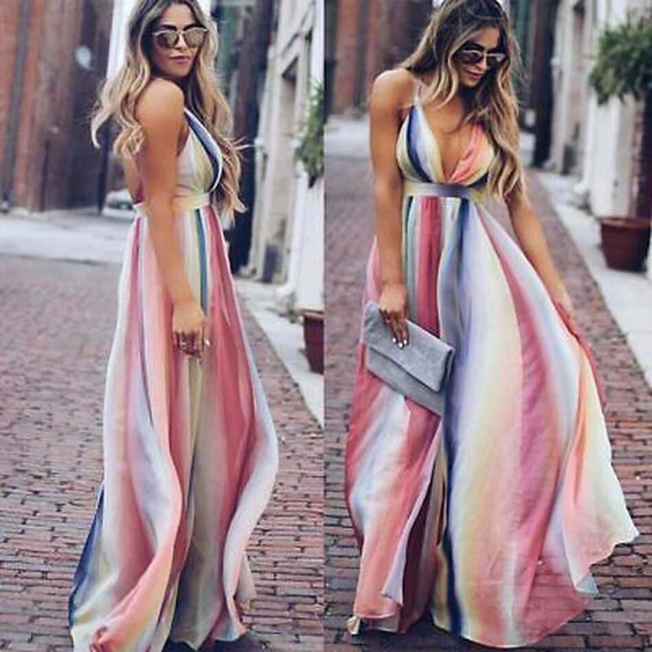 Maxi Boho Long Cocktail Women&#39;s Sundress Dress Beach Casual Summer ...