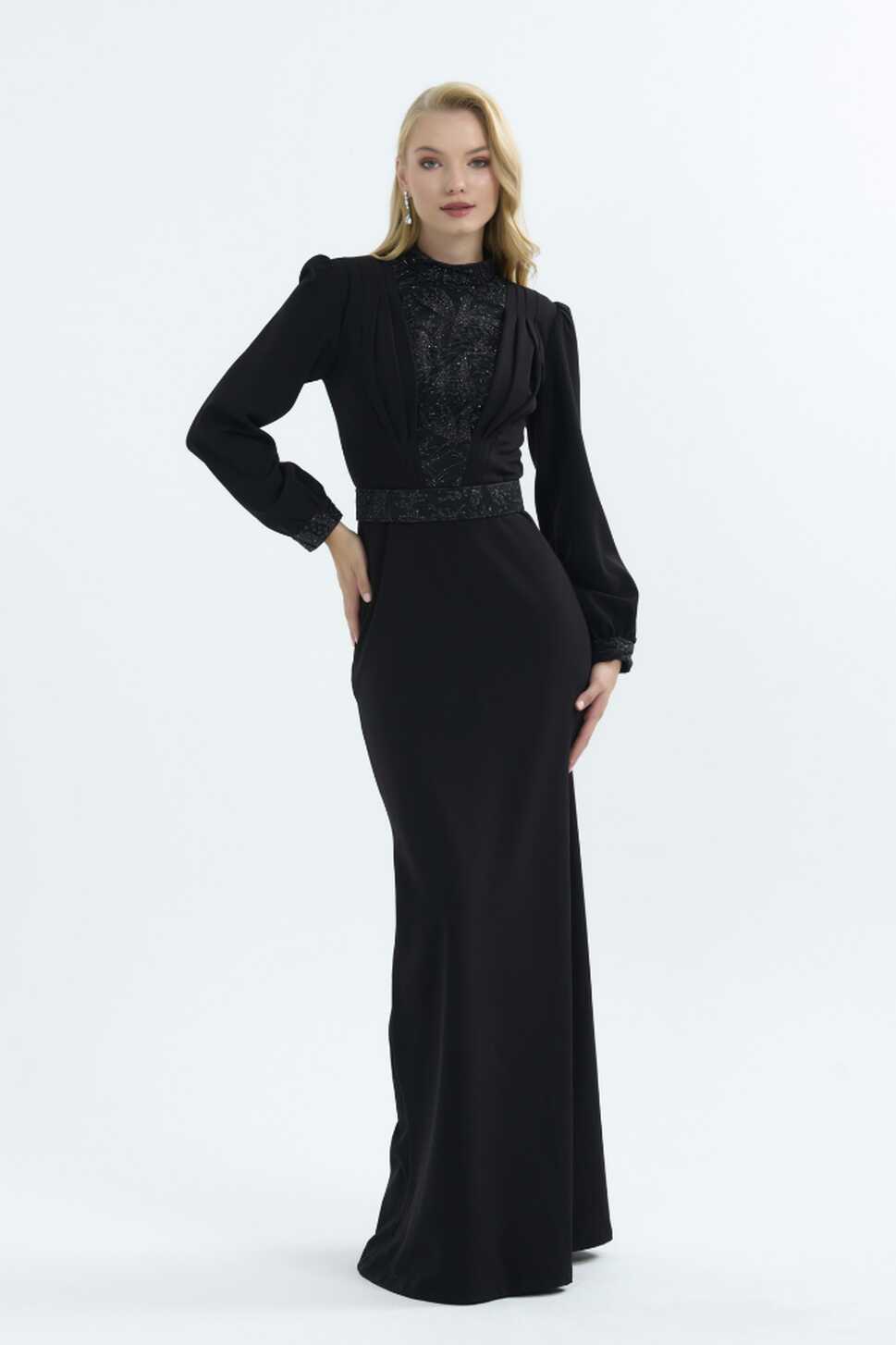 Maxi Long Sleeve Dress With Embroidery - GYGESS Evening Dress