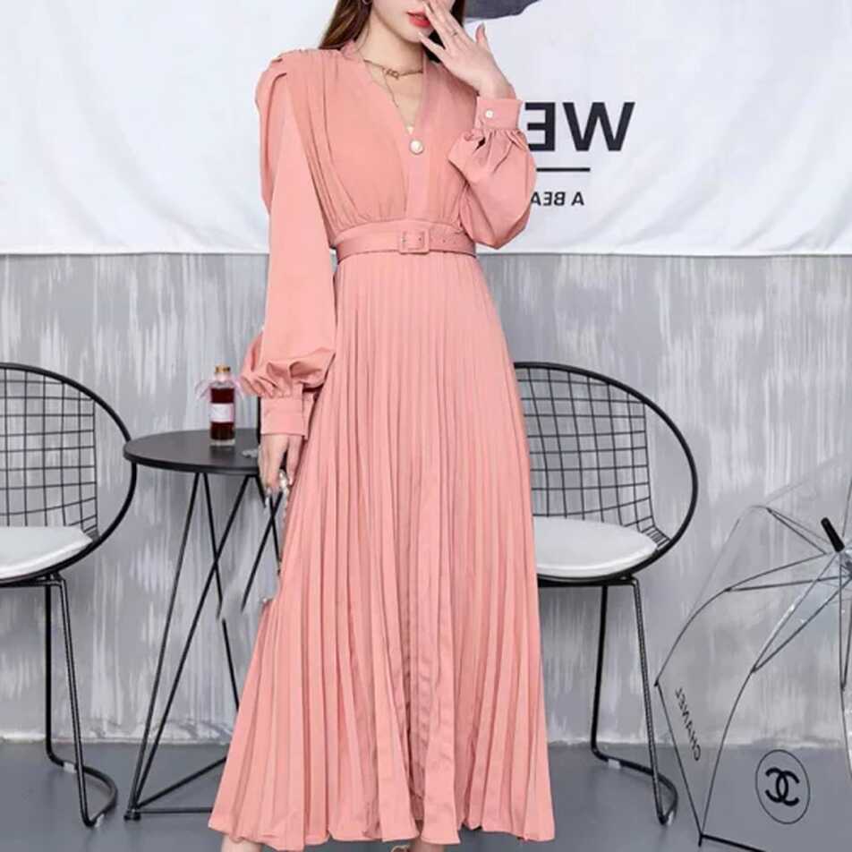 Maxi Long Sleeve Dresses Casual Pleated Summer Dress Manufacturer ...