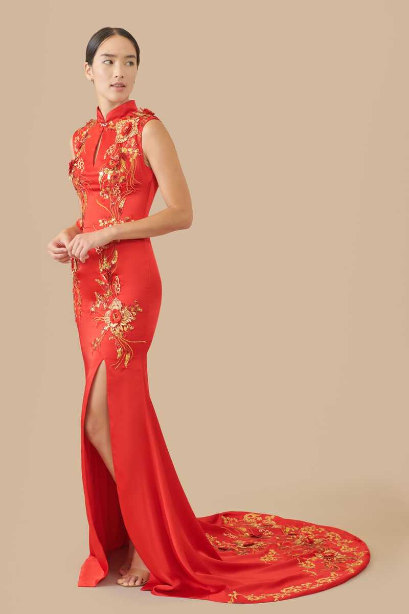 Maxine Bespoke Dress | Modern Red &amp; Gold Chinese Wedding Dress ...