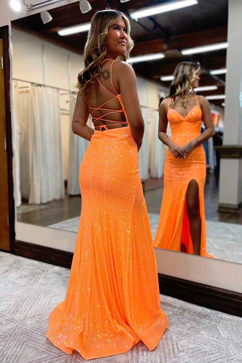 Mermaid Elastic Satin Spaghetti Straps Prom Dress Tight Formal ...