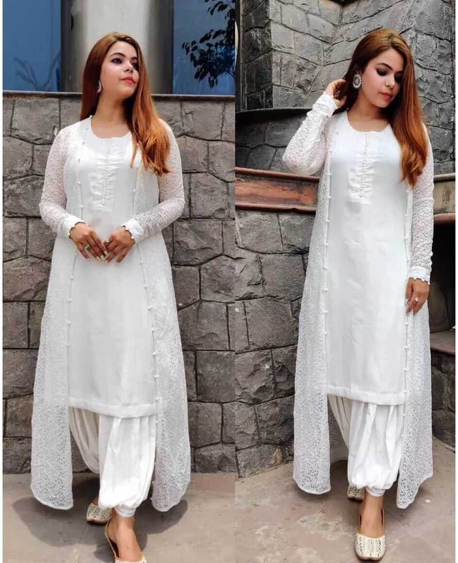 Mesmerising Beautiful Designer Dresses Indian Women Stitched White ...