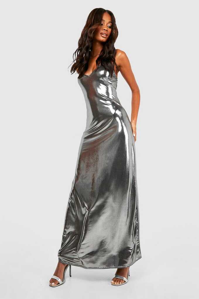 Metallic Strappy Maxi Dress | boohoo DK