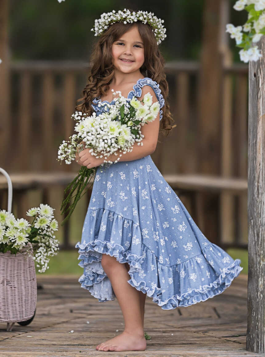 Mia Belle Girls Hi-Lo Ruffle Dress | Girls Spring Dresses