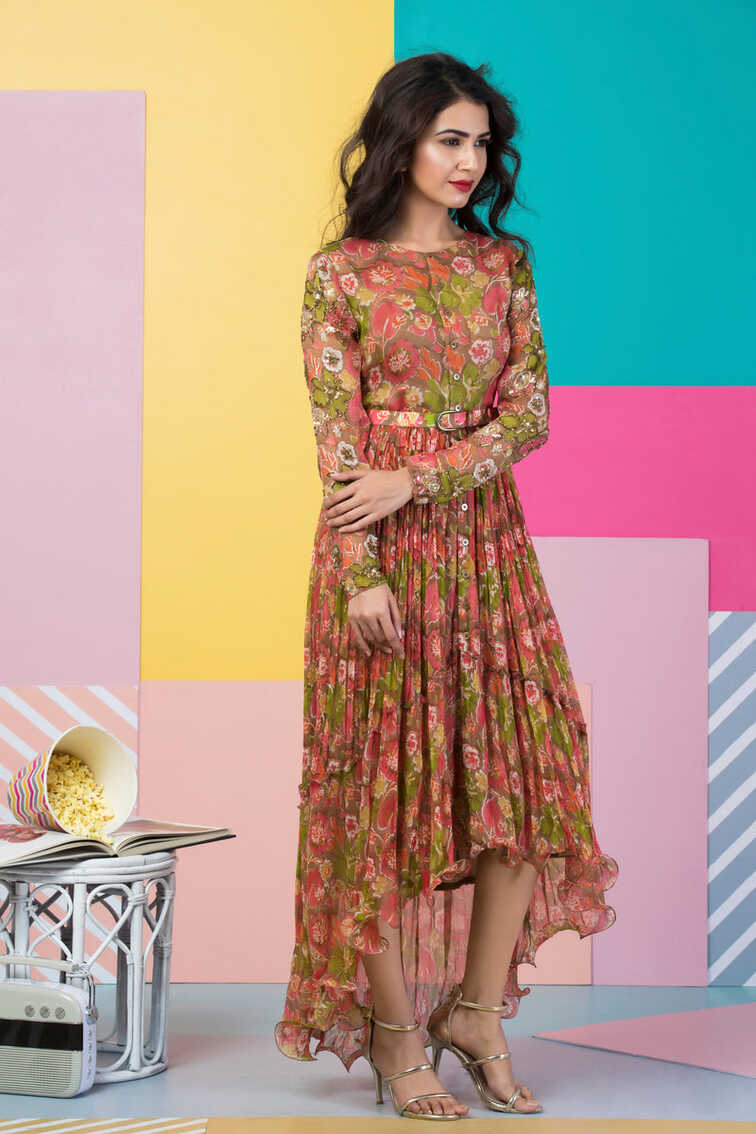 Midi dress with belt | Pallavi Jaipur