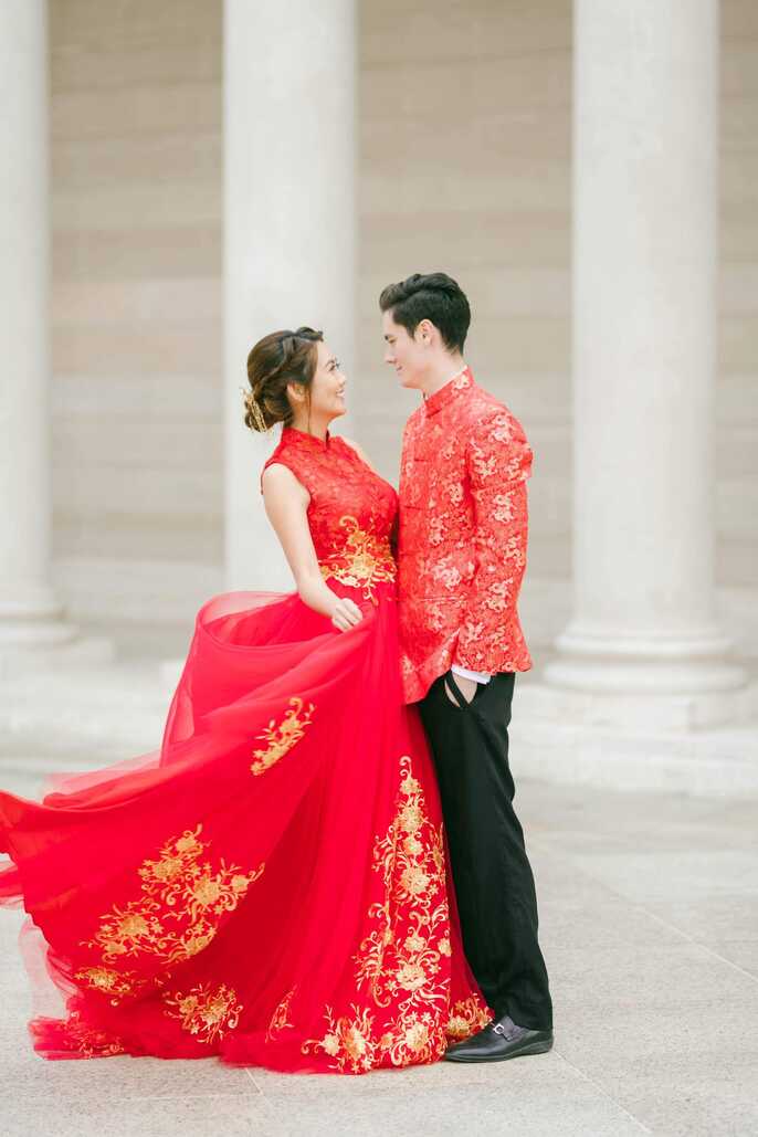 Mindy Bespoke Dress | Modern Red &amp; Gold Chinese Wedding Dress ...