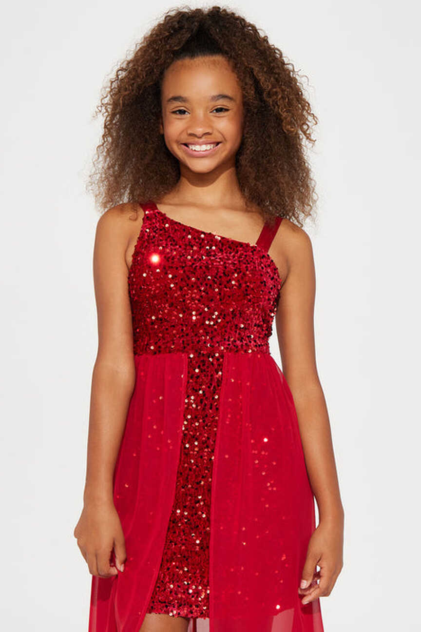 Mini Glitter Girl Sleeveless Dress - Red | Fashion Nova, Kids ...