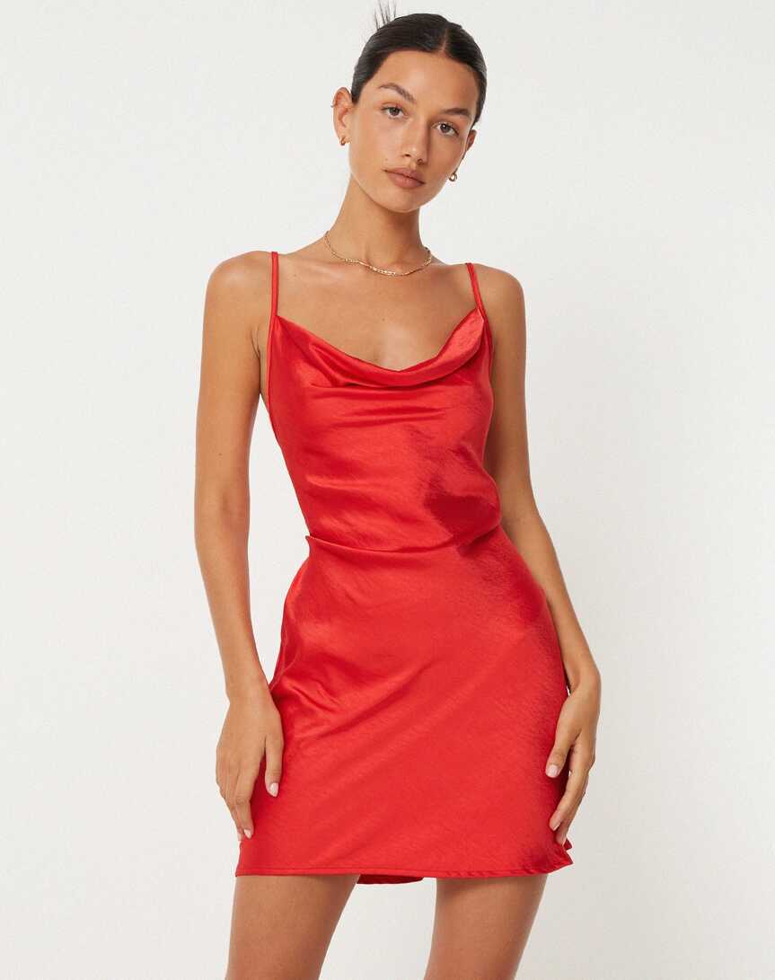 Mini Satin Red Slip Dress | Paiva – motelrocks.com