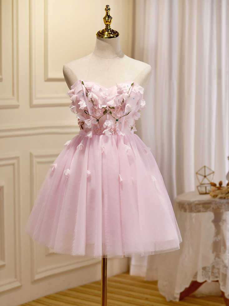 Mini/Short Pink Prom Dress, Cute Pink Homecoming Dresses with ...