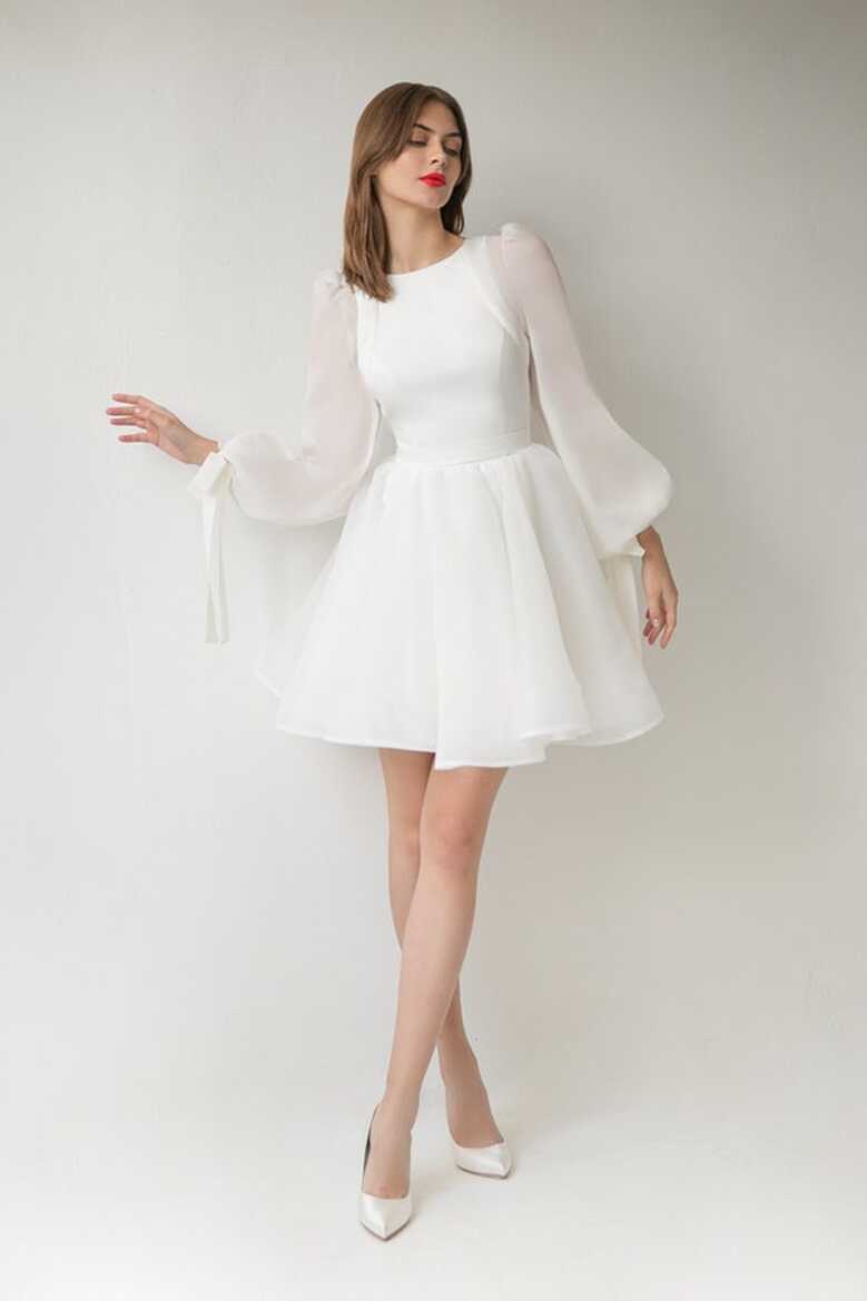 Mini Wedding Dress FILICI. Short White Dress Cocktail Dress Long ...