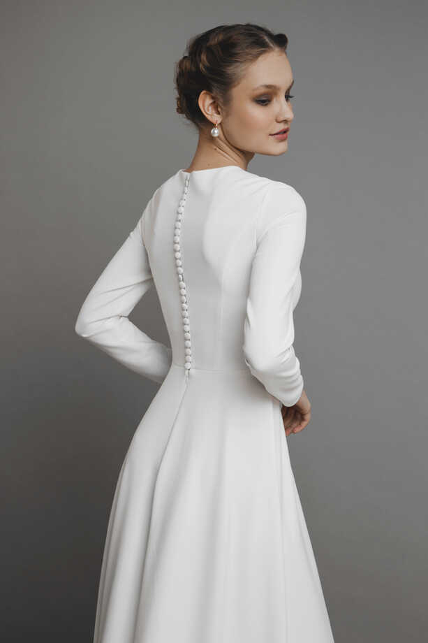 Minimalist crepe wedding dress, simple and modest bridal dress ...