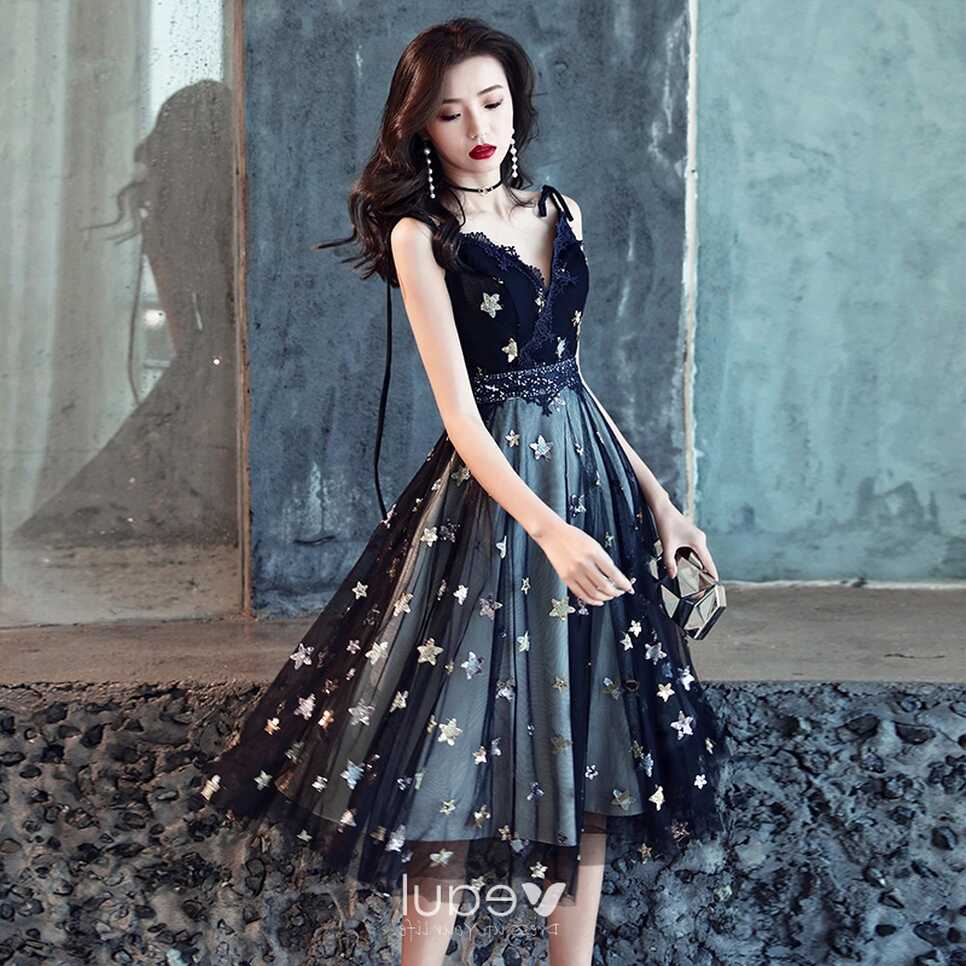 Modern / Fashion Black Party Dresses 2018 A-Line / Princess Star ...