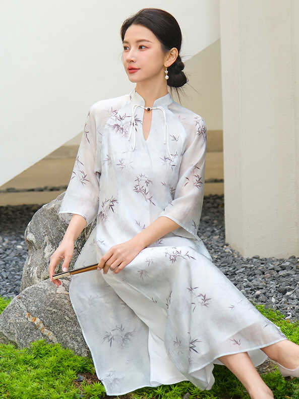 Modern Chinese Outfit Female Casual Zen Tea Dress