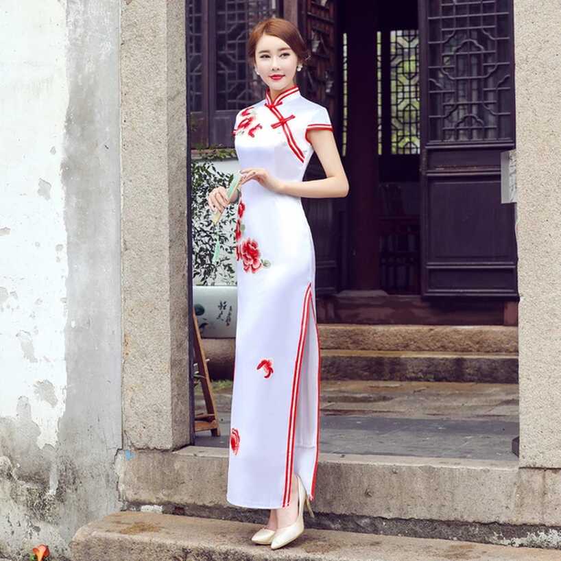 Modern Chinese Wedding Traditional Dresses Long Cheongsam Dress ...