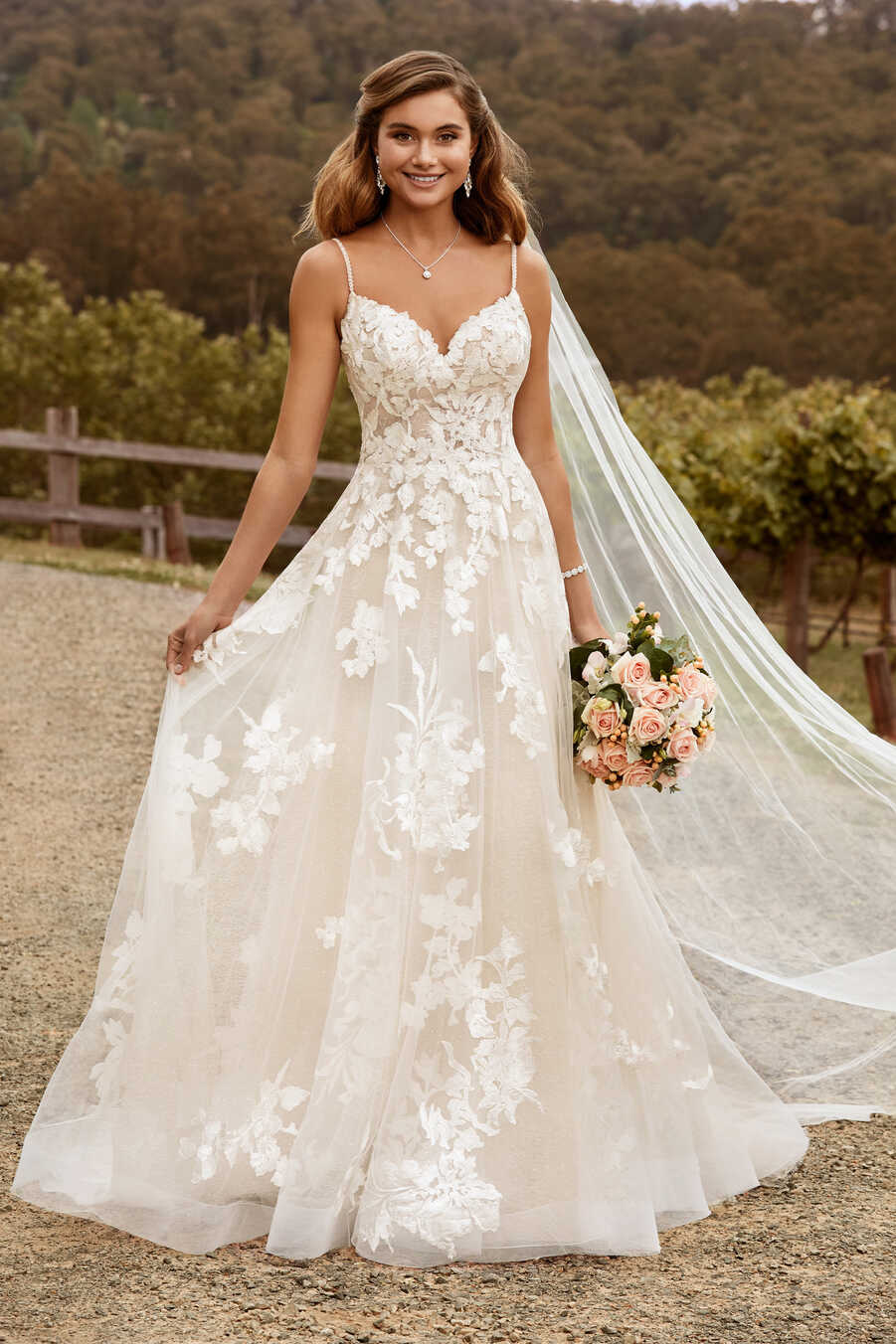 Modern Floral Boho Lace Wedding Dress | Sophia Tolli