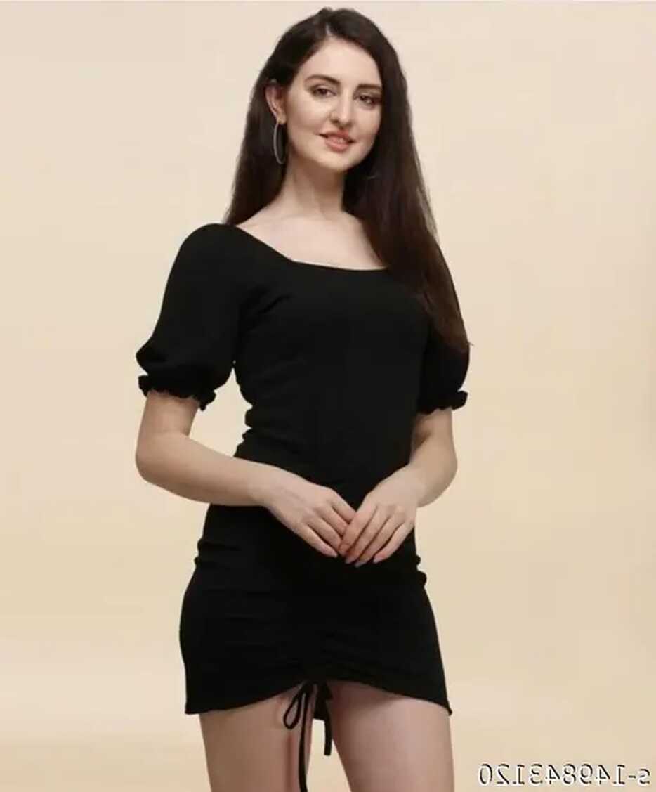 Modern Lycra Knitted Trendy Western Sleeve Dress With Single ...