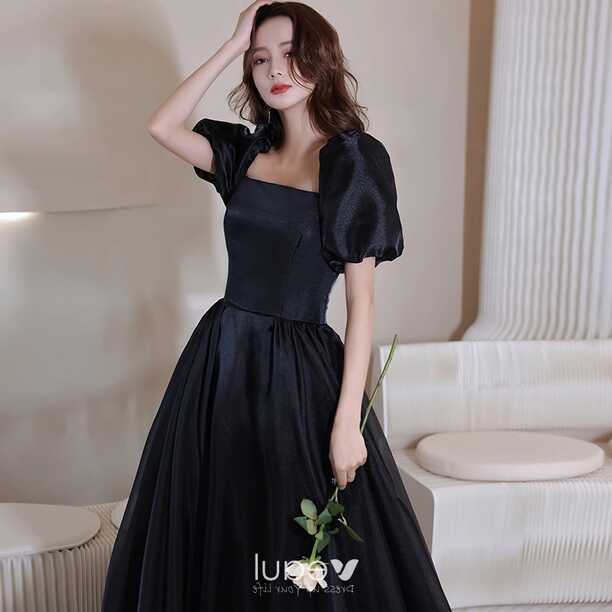 Modest / Simple Black Prom Dresses 2022 A-Line / Princess Off-The ...