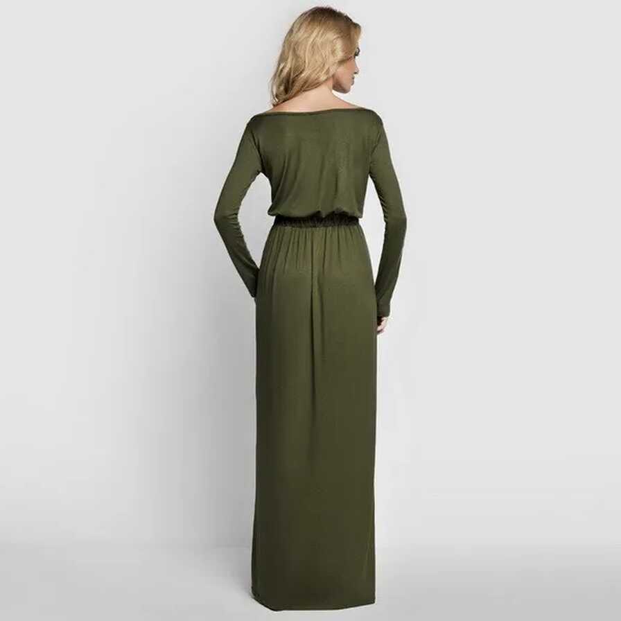 Modest / Simple Casual Maxi Dresses 2019 Pleated Square Neckline ...