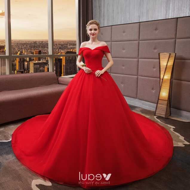 Modest / Simple Solid Color Red Wedding Dresses 2019 A-Line ...