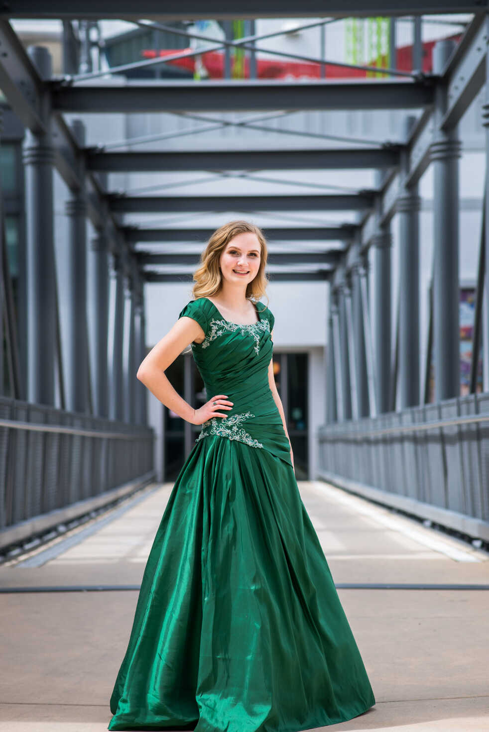 Modest, Green Formal Dress with Sleeves and Tight Bodice - Lucy L ...