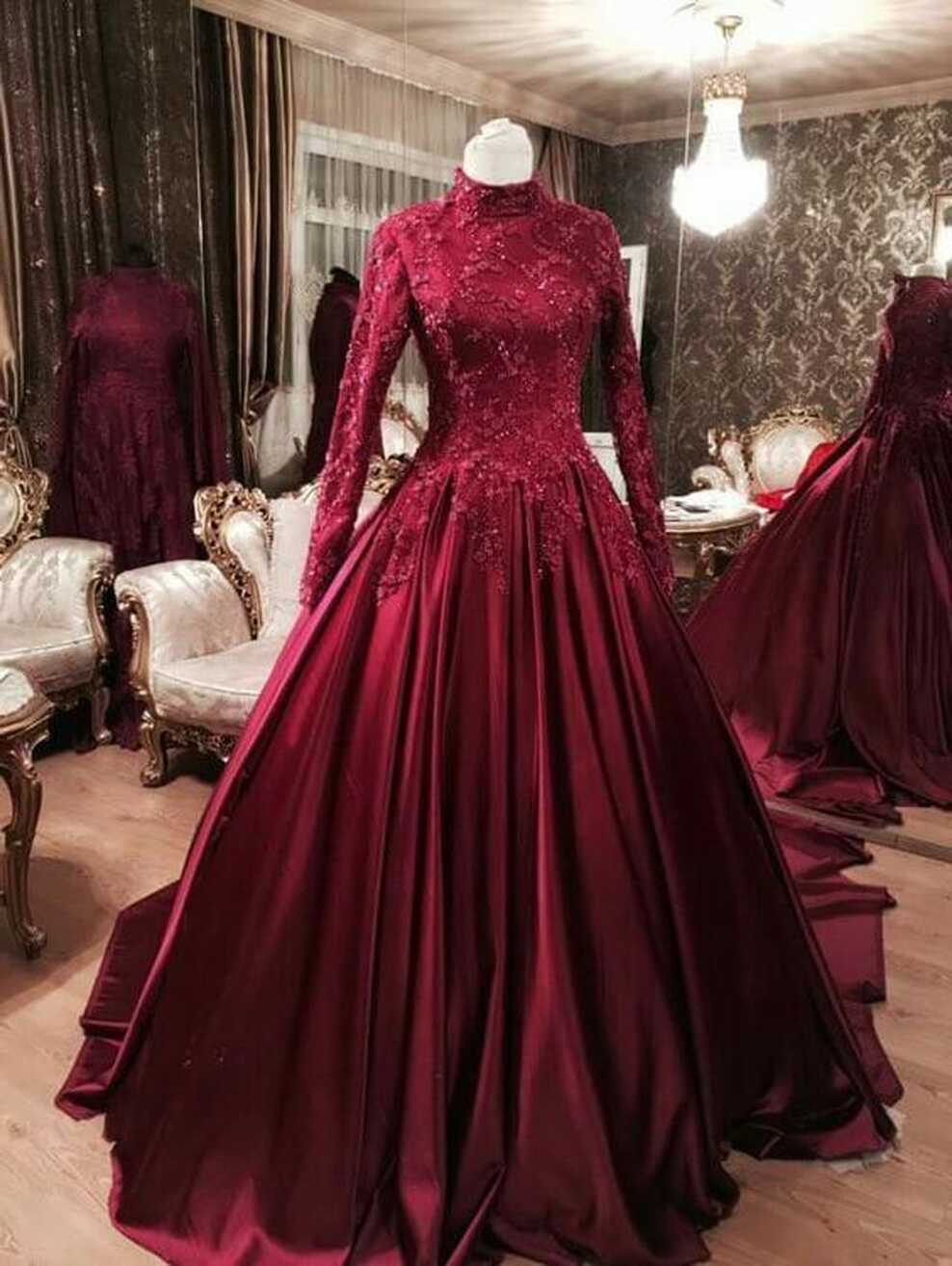 Modest Ball Gown Formal Occasion Dress With Long Sleeves | Prom ...