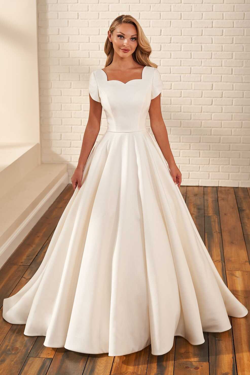 Modest Bridal by Mon Cheri MOD221 Bow Back Tulip Sleeve Bridal ...