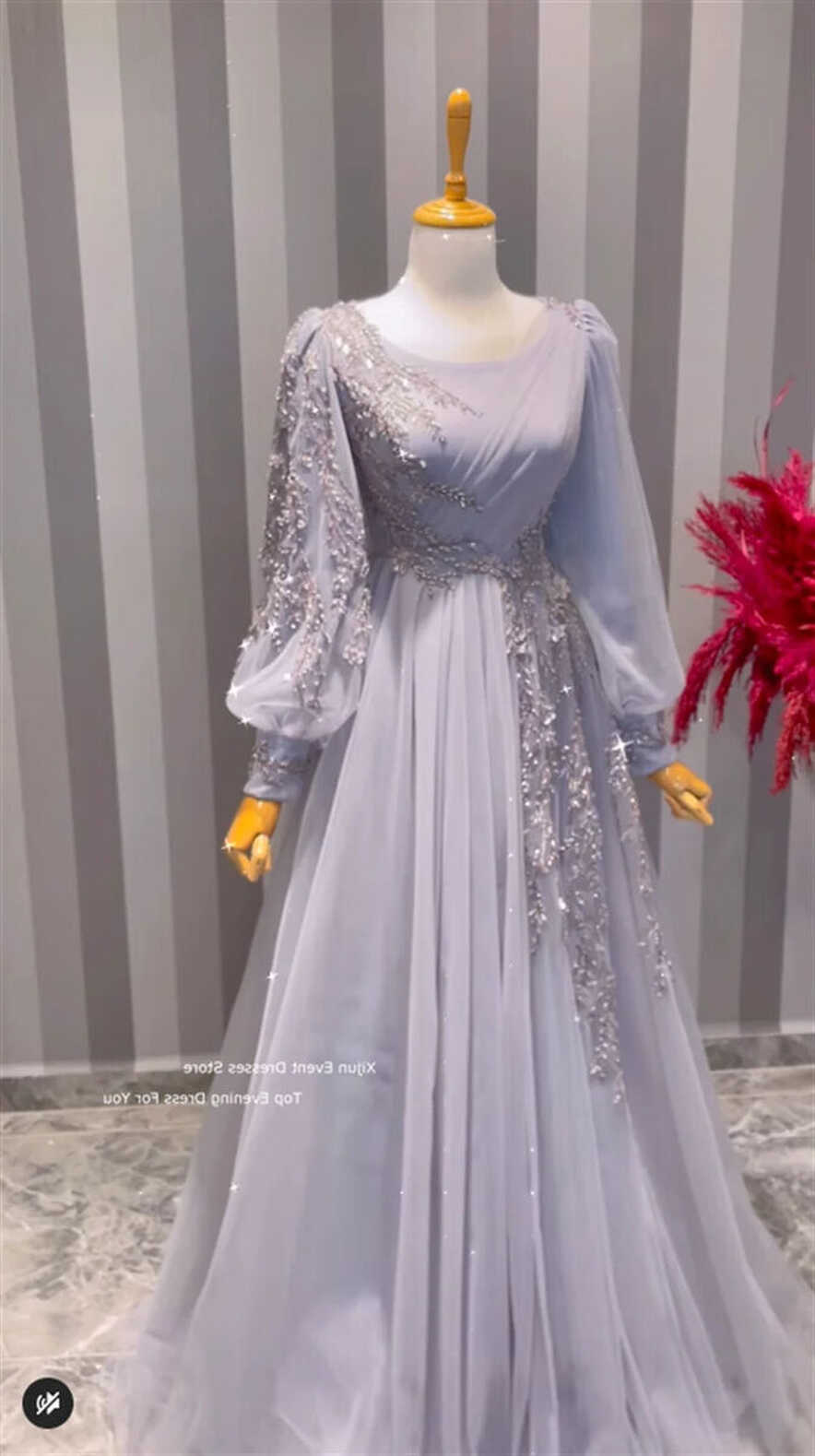 Modest Prom Dresses Evening Dresses Dubai Long Glitter Formal ...