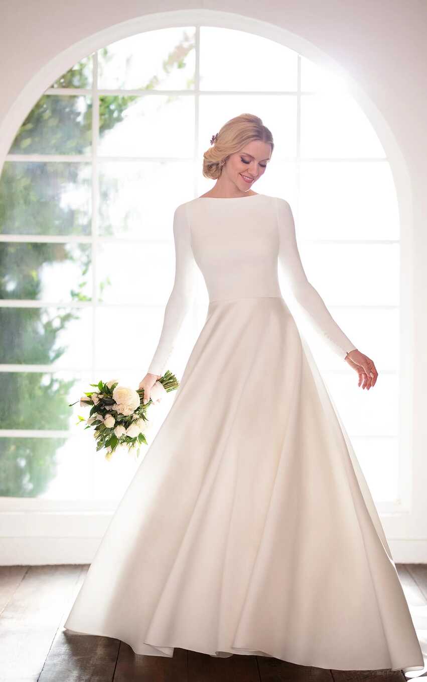 Modest Simple Ballgown with Sleeves - Martina Liana Wedding Dresses