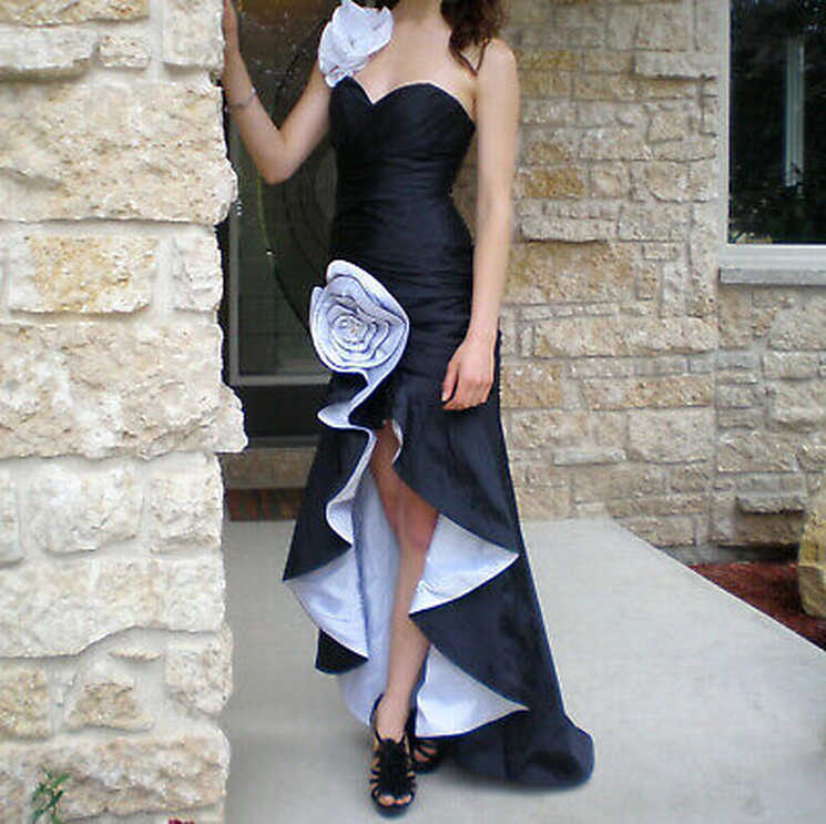 Mori Lee Black And White Prom Grad Dress - Short Front Long Back ...