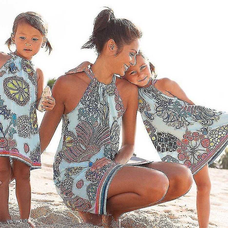 Mother Daughter Floral Beach And Party Wear Short Dresses | Fruugo TR