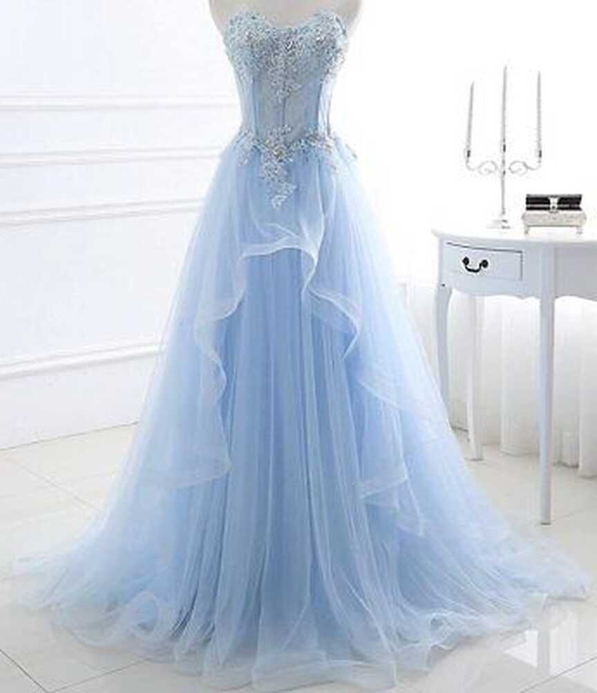 NEW Beautiful Cinderella Gown Light Blue Tulle Prom Dress ...