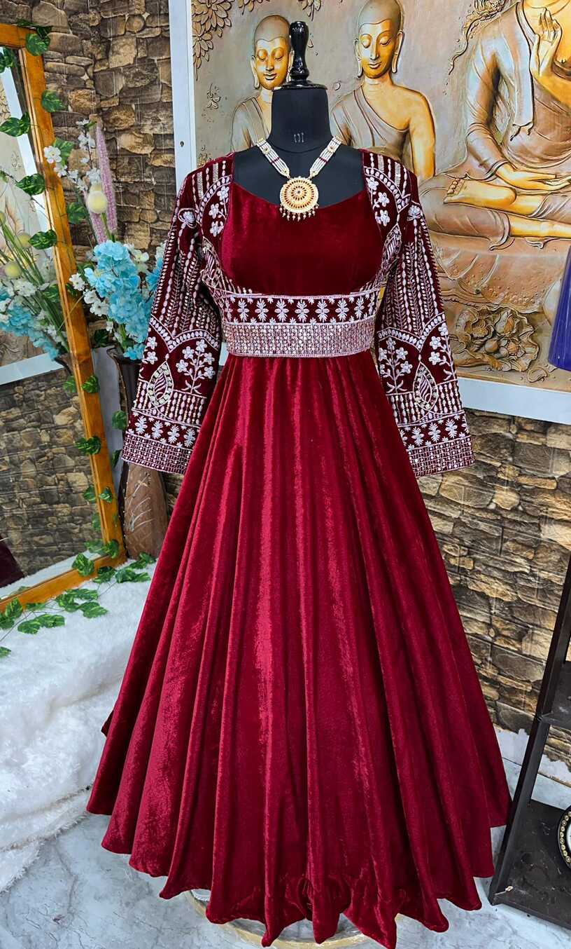 NEW DESIGNER PARTY WEAR LOOK GOWN WITH EMBROIDERY WORK AND FANCY ...