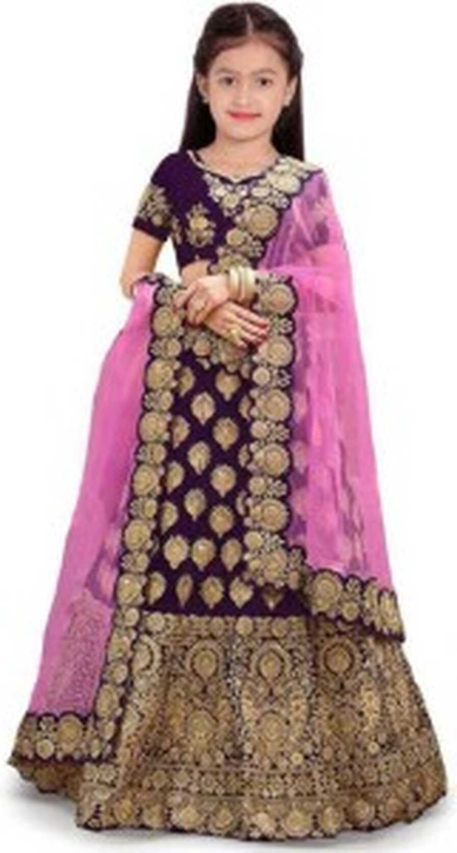 NIBKA Girls Lehenga Choli Ethnic Wear Embroidered Ghagra, Choli ...