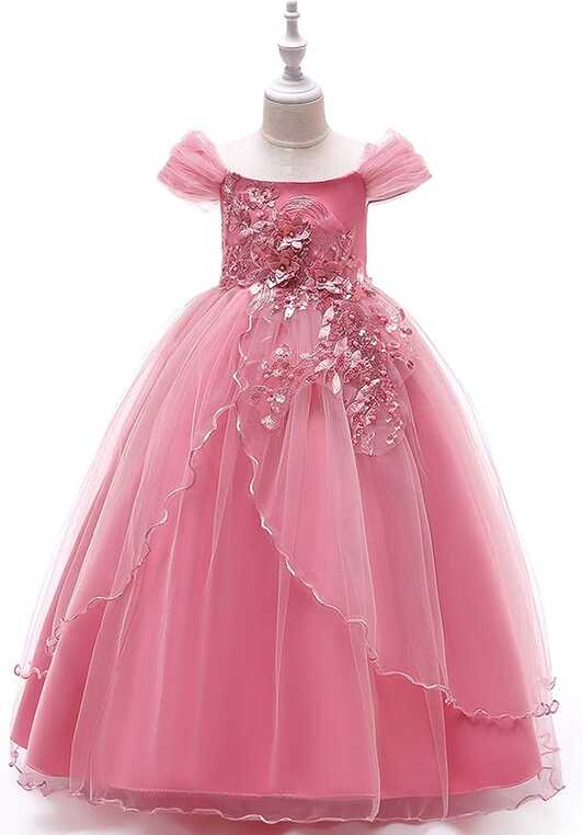 NOMSOCR Kids Lace Costume Long Dress Girl Prom Ball Gown Christmas ...