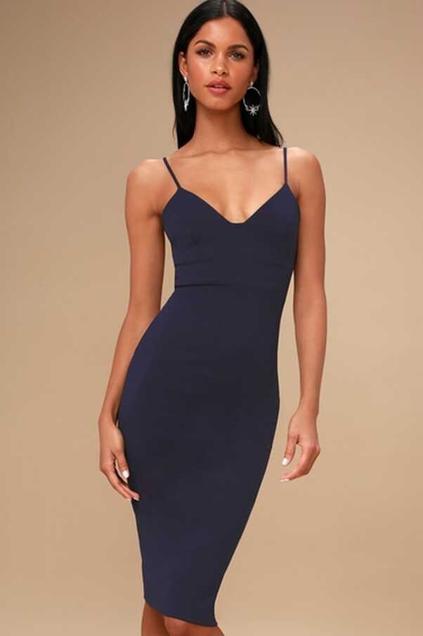 Navy Blue Dress - Bodycon Dress - Sleeveless Dress - $54.00 - Lulus