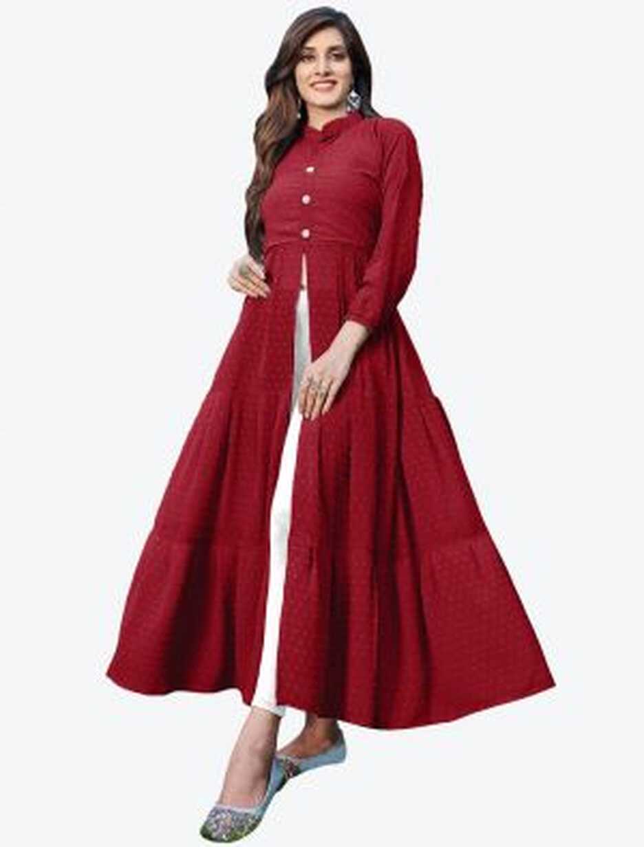 Navy Blue Georgette Indo Western Long Designer Kurti Online ...