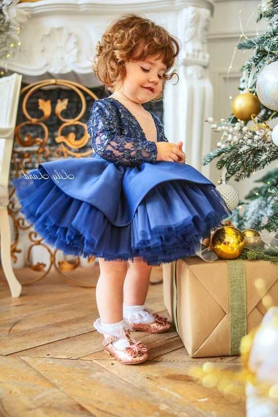 Navy Blue Lace Baby Girl Dress, First Birthday Dress, Flower Girl ...