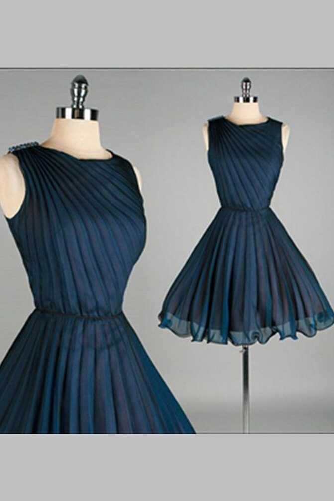 Navy Blue Short Chiffon Homecoming Dresses,classy Homecoming Dress ...