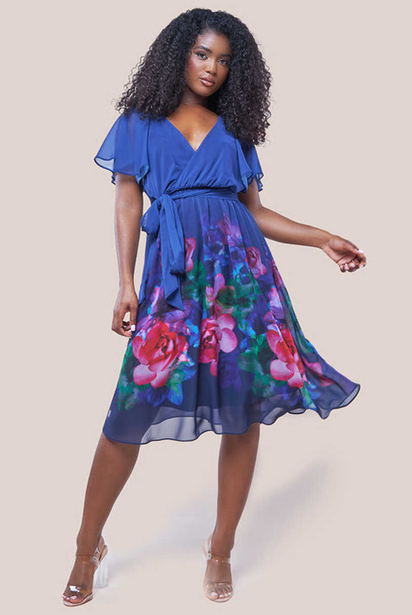 Navy Floral Dresses | Goddiva