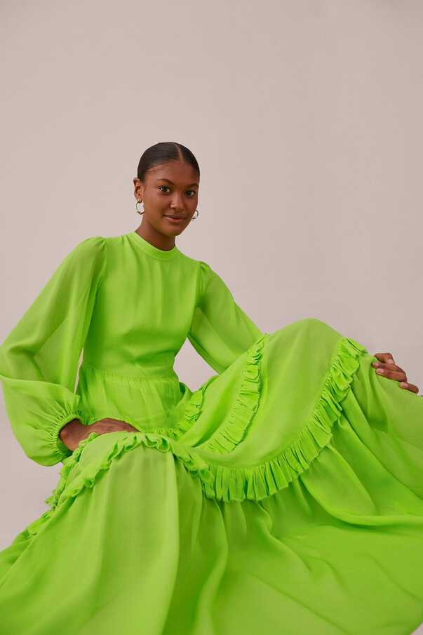 Neon Green Long Sleeve Maxi Dress – FARM Rio