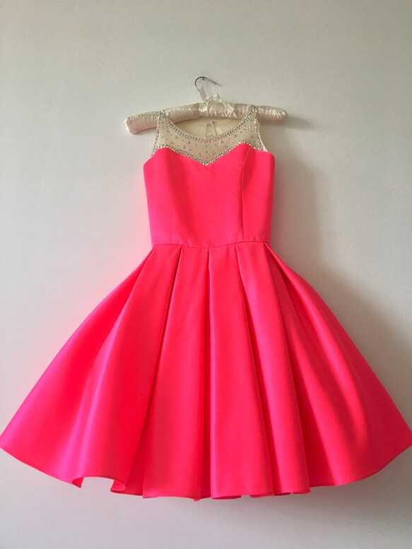 Neon Hot Pink Pageant Cocktail Dress With AB Rhinestones/ Pageant ...