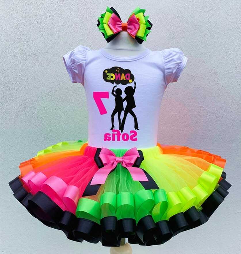 Neon Party Girls Baby Birthday Outfit-dance Party Tutu Set-music ...