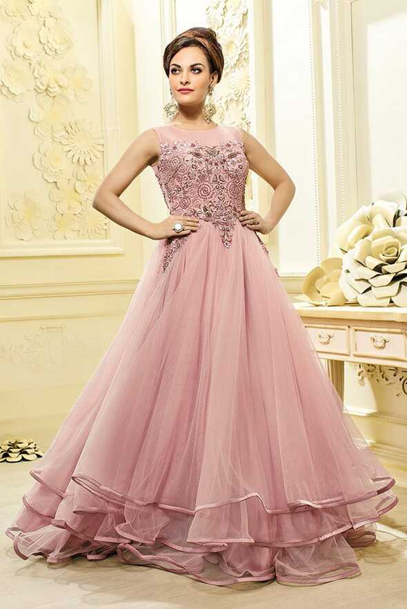 Net Majestic Pink Designer Bridal Gown at Rs 33500 in Mumbai | ID ...