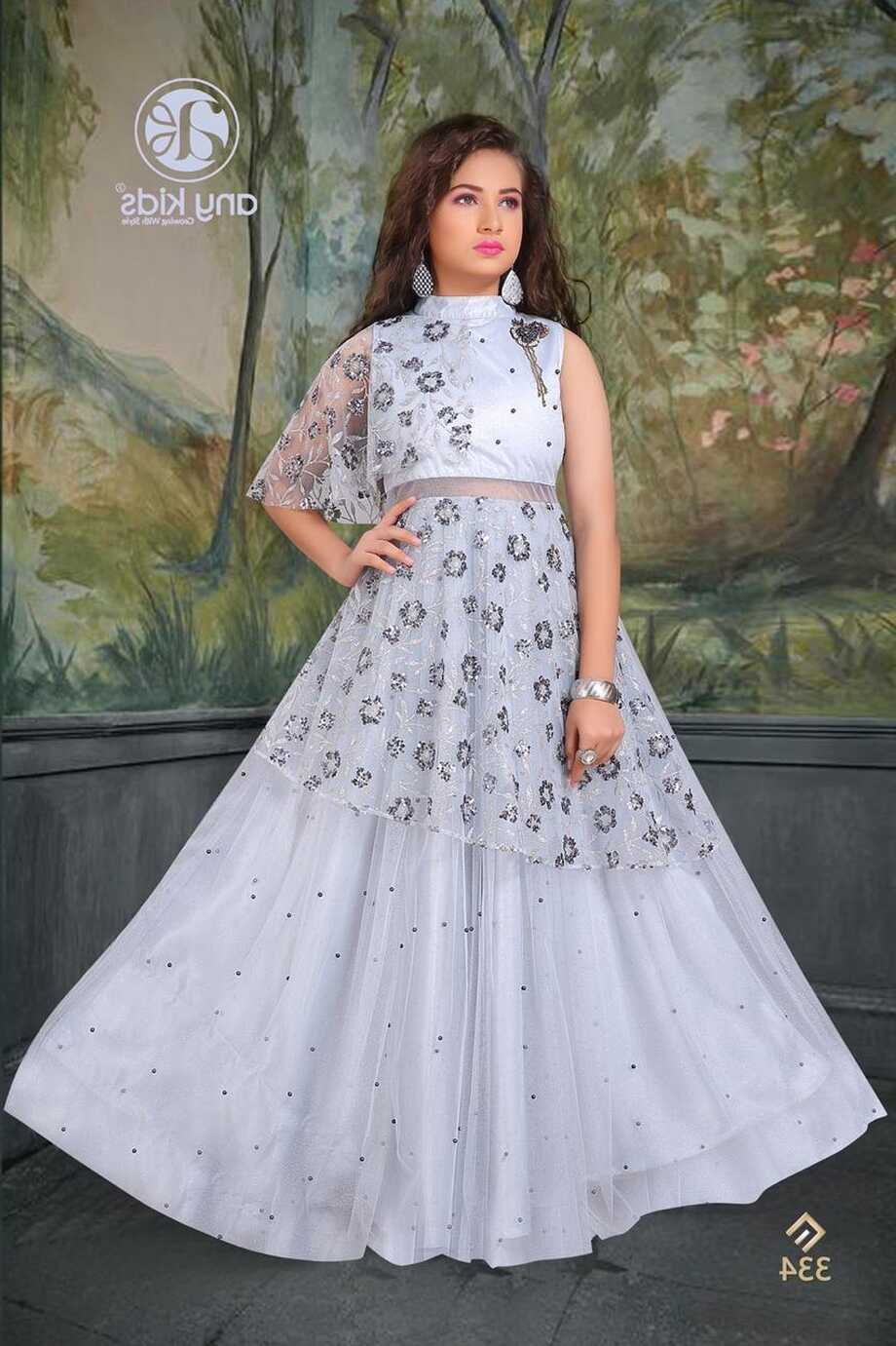 Net White Kids Party Wear, Age Group: 10 Years &amp; Above at Rs 1349 ...