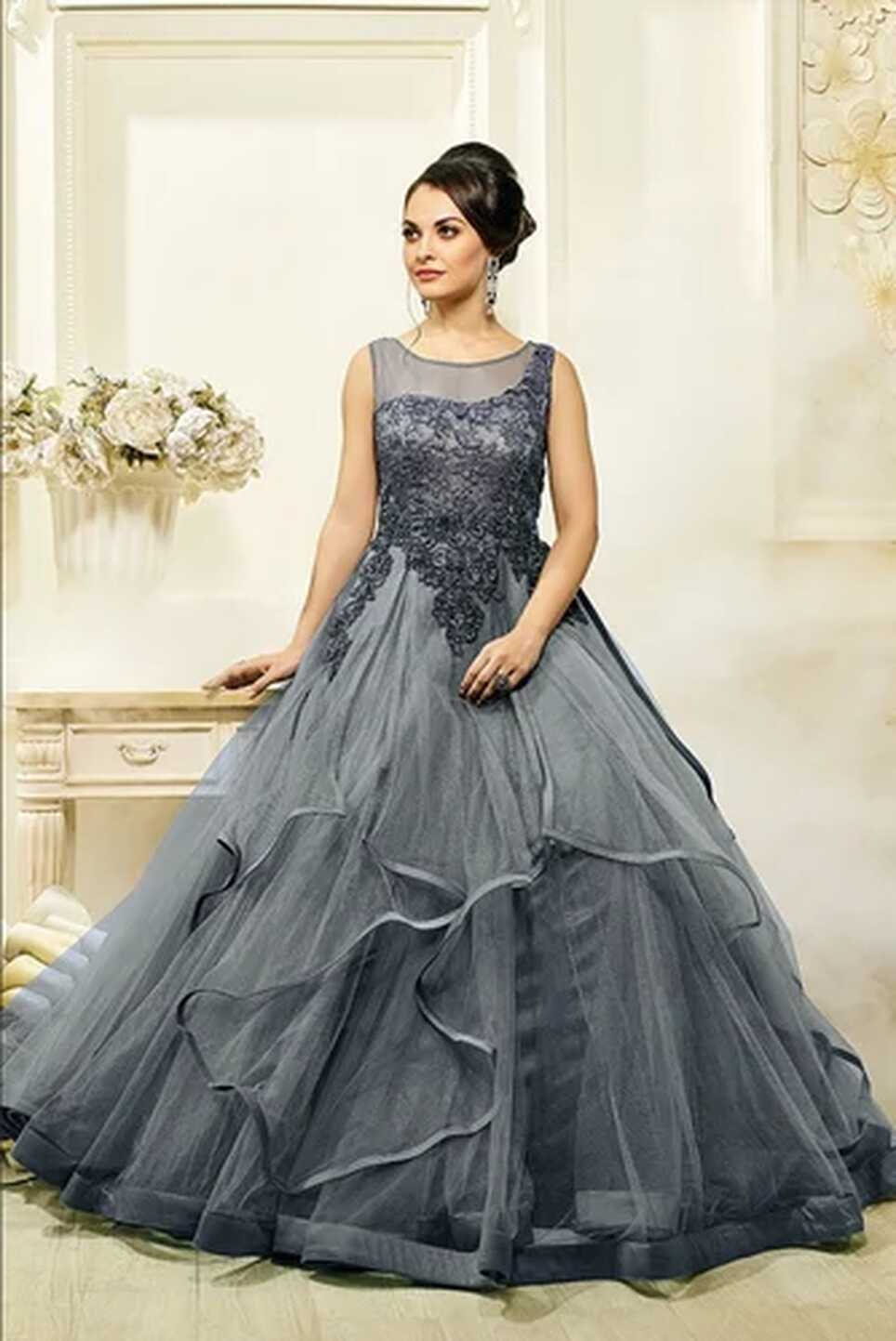 Net Women Glorious Grey Designer Bridal Gown at Rs 31000 in Mumbai ...