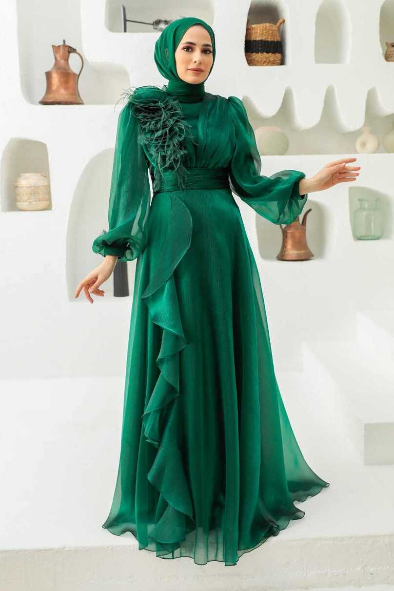 Neva Style - Modern Green Hijab Evening Dress 22321Y