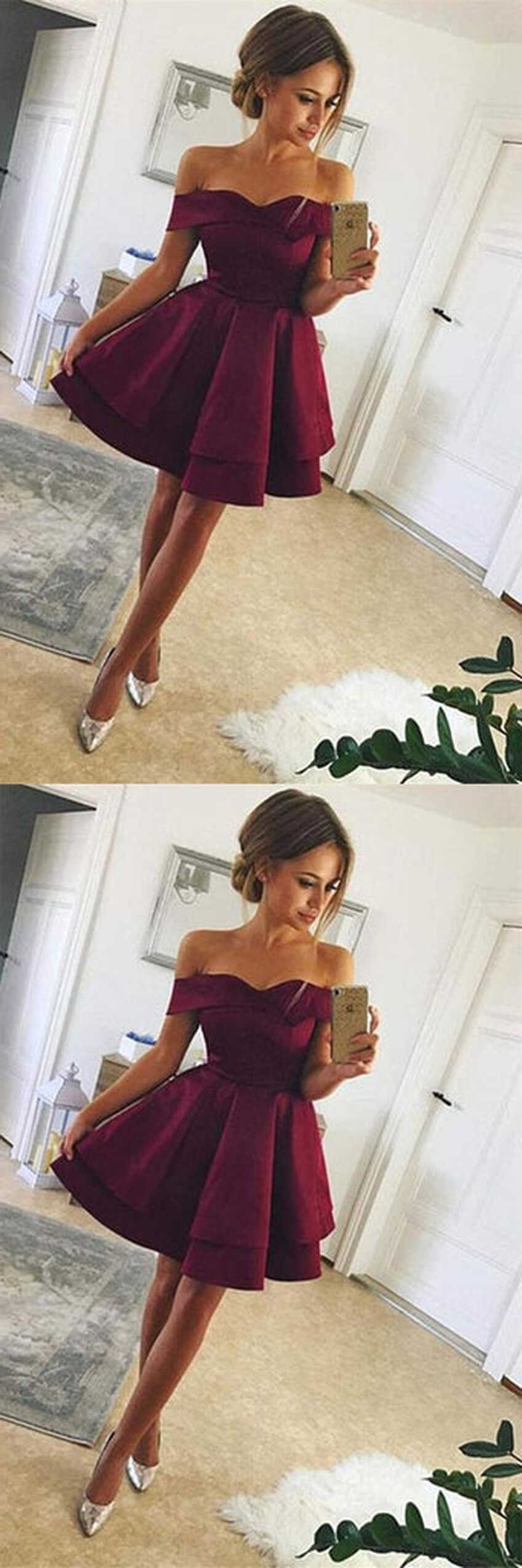 New Arrival Off-shoulder Simple Cute Homecoming Dresses Short ...