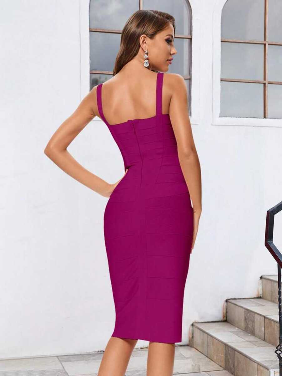 New Arrival Women&#39;s Sexy Purple-Red Spaghetti Strap Bodycon Dress ...