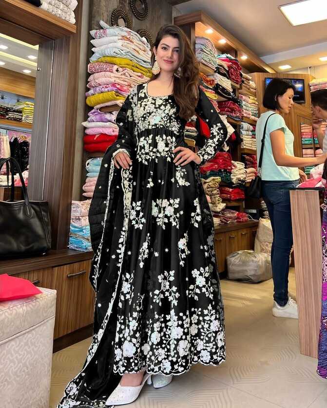 New Designer Party Wear Look Beautiful Embroidery Gown With ...