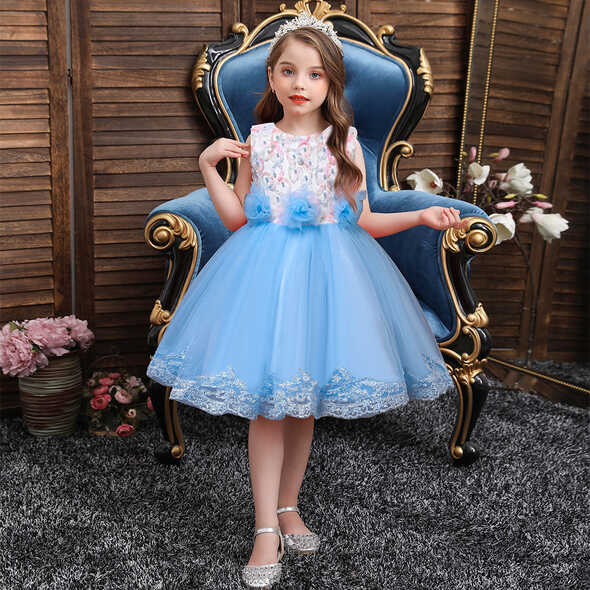 New Girls Embroidered Star Princess Dress 3 to 12 Years Old ...